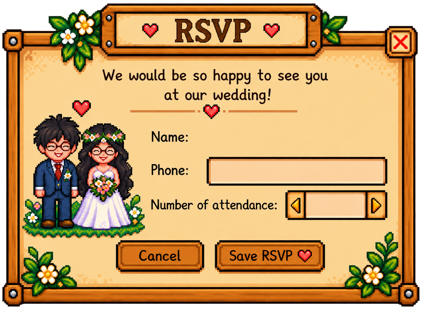 Stardew Valley style RSVP dialog